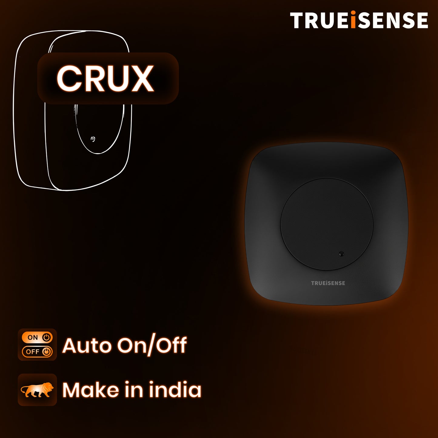 TRUEiSENSE | True Presence Sensors | 24 Ghz Frequency | Crux Detector | Presence Sensor | Auto On/Off | 24 GHz Frequency | IP20 | Detection Angle 360° | Detection Minor Motion-3m