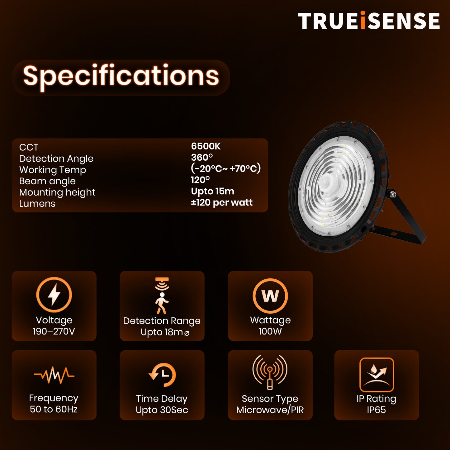 TRUEiSENSE OCT-XLURA | 100W Intelligent Presence-Sensing High Bay