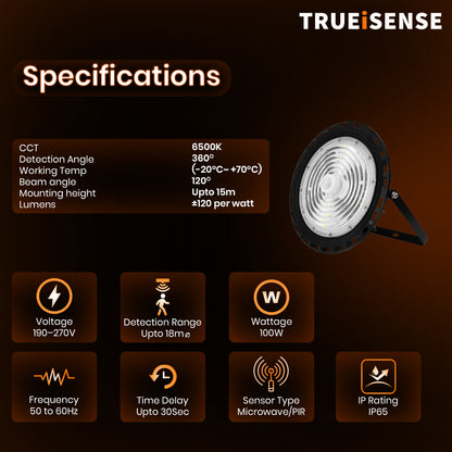 TRUEiSENSE OCT-XLURA | 100W Intelligent Presence-Sensing High Bay