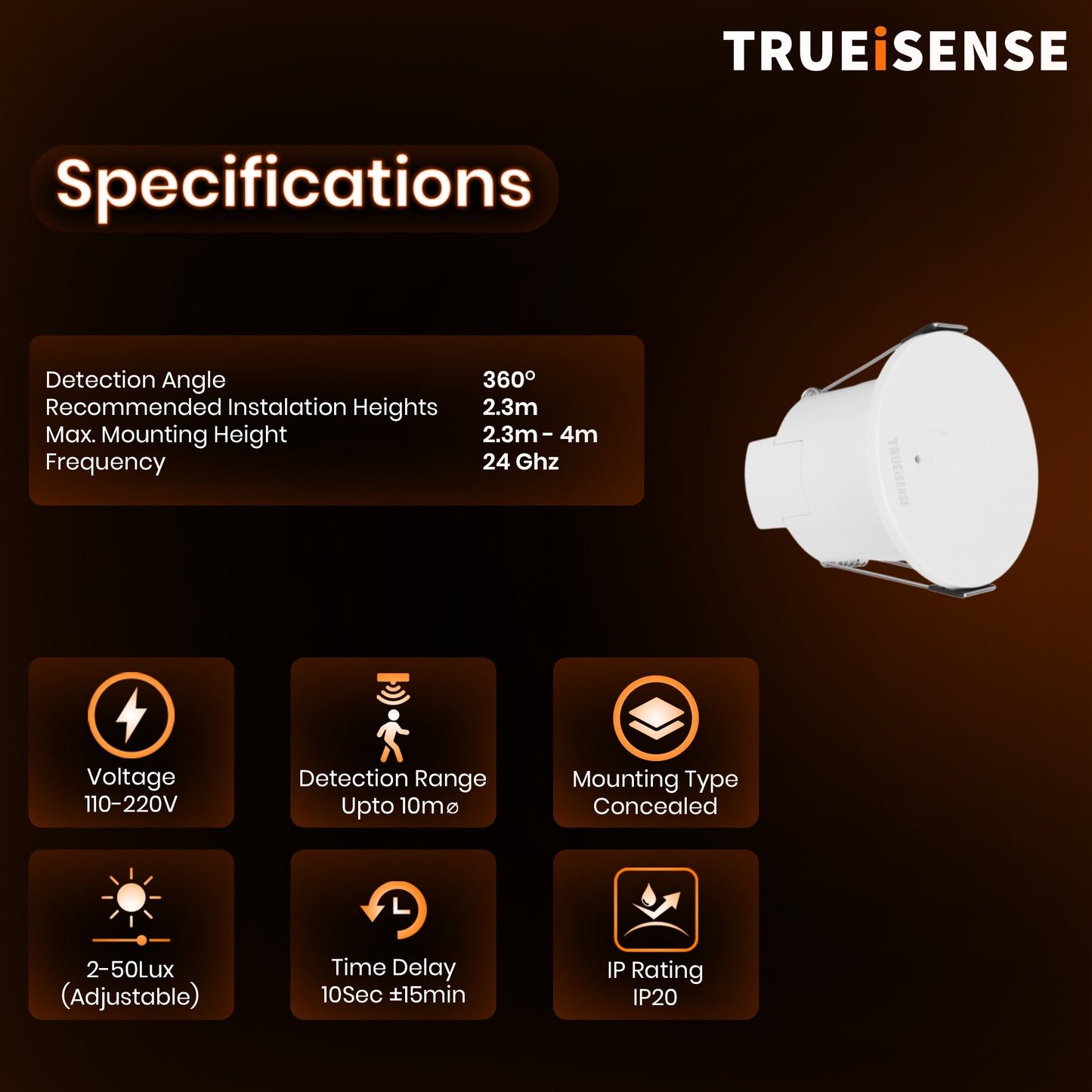 TRUEiSENSE ZENSOR | 24GHz FMCW Radar True Presence Sensor