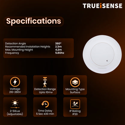 Microwave Motion Sensor | 360° Ceiling Mount Motion Sensor