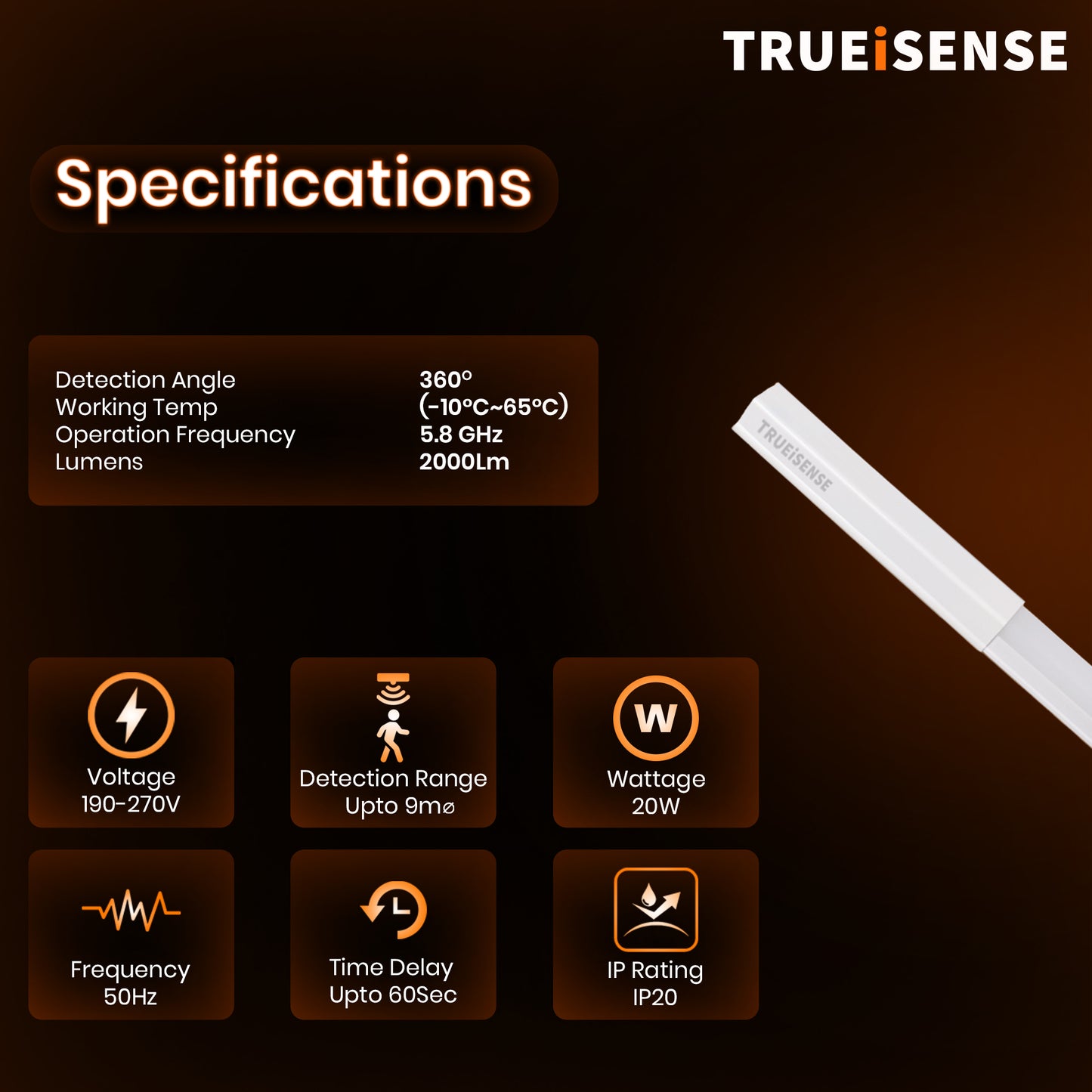 T5 Motion Sensor LED Tube Light – Auto On/Off 20W Motion Sensor Tubelight