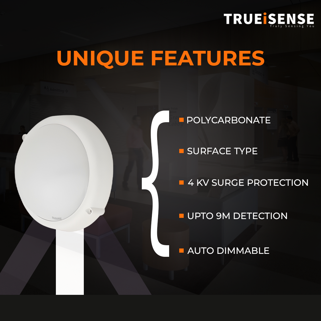 True Presence Sensor | OCT X LUO PRO | Dimmable IP65 | Presence Round Bulkhead Light | Presence Detector | Fully Automated | Bulkhead Light
