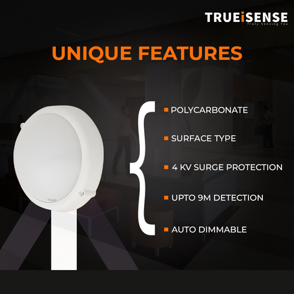 True Presence Sensor | OCT X LUO PRO | Dimmable IP65 | Presence Round Bulkhead Light | Presence Detector | Fully Automated | Bulkhead Light