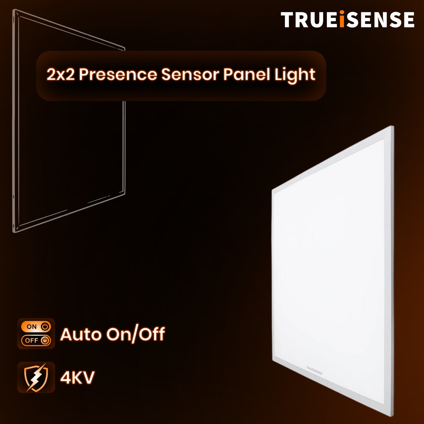Presence sensor, real presence sensor, human presence sensor, true presence sensor, life being presence sensor, presence panel light, true presence panel light, human presence sensor panel light, true presence sensor 2x2 panel light, human presence sensor 2x2 panel light, 2x2 presence sensor panel ligkht